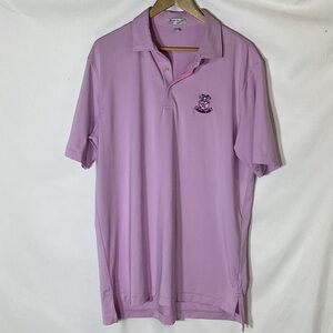 Men’s PETER MILLAR Summer Comfort Polo Shirt Pink Stripe Size Large